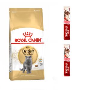 غذای خشک گربه رویال کنین مدل british adult وزن 2 کیلوگرم به همراه 2 عدد بستنی بیولاین