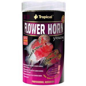 غذای ماهی تروپیکال مدل flower horn young pellet وزن 95 گرم