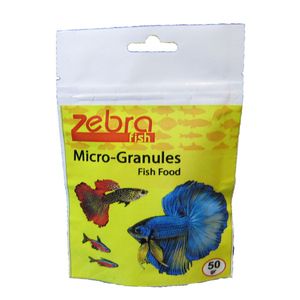 غذای ماهی زبرا مدل micro granules وزن 50 گرم
