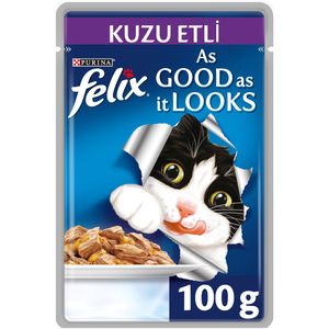 غذای مرطوب گربه بالغ فلیکس مدل adult lamb وزن 100 گرم