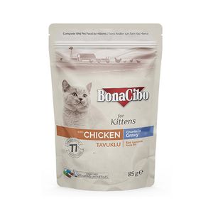 غذای پوچ بچه گربه بوناسیبو مدل kitten وزن 85 گرم مجموعه 12 عددی