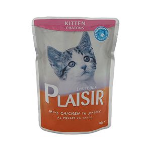 غذای پوچ بچه گربه پلازیر مدل chicken وزن 100 گرم