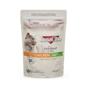 غذای پوچ گربه بوناسیبو مدل chicken وزن 85 گرم مجموعه 12 عددی
