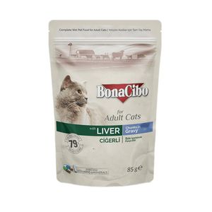 غذای پوچ گربه بوناسیبو مدل liver وزن ۸۵ گرم