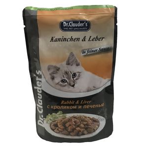 غذای پوچ گربه دکتر کلادرز مدل rabbit&liver وزن 100 گرم