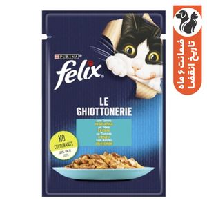 غذای پوچ گربه فلیکس مدل طعم ماهی تن در ژله وزن 85 گرم
