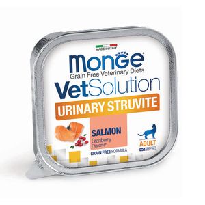 غذای کاسه‌ای گربه بالغ مونژه مدل monge vetsolution urinary struvite feline مناسب مجاری ادراری طعم ماهی سالمون وزن 100 گرم