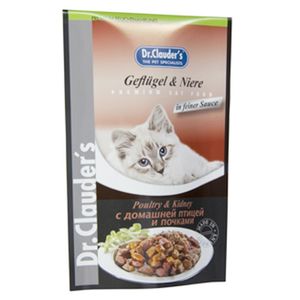 غذای گربه دکتر کلادرز مدل poultry and kidney in sauce وزن 0.1 کیلوگرم