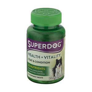 قرص مکمل سگ ویتابیوتیکس مدل  superdog health vitality بسته 60 عددی