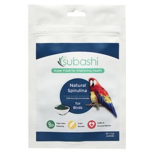 مکمل غذایی پرندگان سوباشی مدل natural spirulina بسته 30 گرمی
