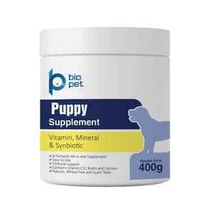 پودر مکمل توله سگ بایو پت مدل puppy وزن 400 گرم