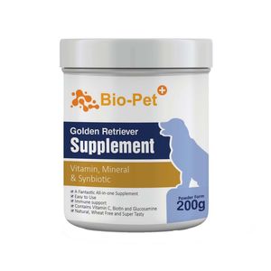 پودر مکمل سگ بایو پت مدل golden retriever وزن 200 گرم