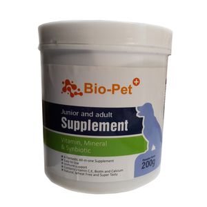 پودر مکمل سگ بایو پت مدل junior and adult supplement وزن 200 گرم