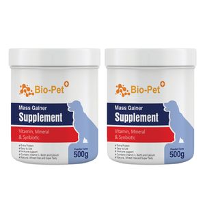 پودر مکمل سگ بایو پت مدل عضله‌ساز mass gainer وزن 500 گرم مجموعه 2 عددی