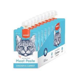 پودینگ گربه بالغ ونپی مدل tasty meat paste با طعم مرغ و هویج وزن 90 گرم بسته 10 عددی