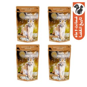 پوچ بچه گربه تیست آف د وایلد مدل feline recipe kitten pate طعم مرغ بسته 4 عددی