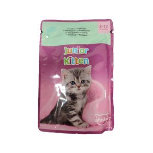 پوچ بچه گربه ویسکاس مدل kitten fish favourites in jelly با طعم ماهی کاد وزن 85 گرم
