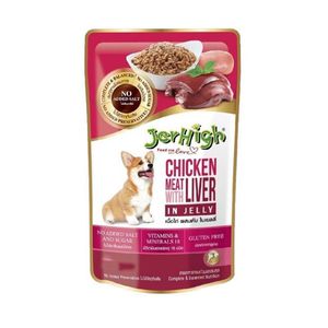 پوچ سگ جرهای مدل مرغ و جگر در ژله وزن 130 گرم