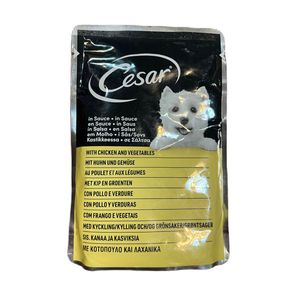 پوچ سگ سزار مدل مرغ و سبزیجات وزن 100 گرم