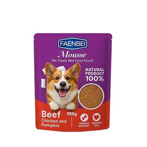 پوچ سگ فنبی مدل mousse طعم مرغ و کدو وزن ۱۳۰ گرم