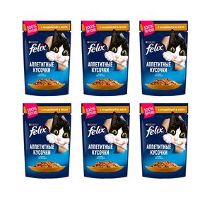 پوچ گربه بالغ فلیکس مدل appetizing pieces in jelly pack طعم بوقلمون بسته 6 عددی