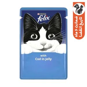 پوچ گربه بالغ فلیکس مدل cod in jelly طعم ماهی کاد وزن 85 گرم