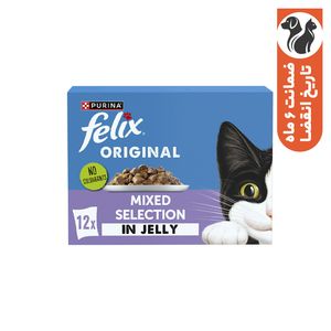 پوچ گربه بالغ فلیکس مدل mixed selection in jelly طعم مرغ بسته ۱۲ عددی