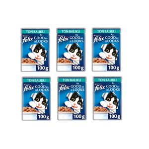 پوچ گربه بالغ فلیکس مدل tuna وزن 100 گرم مجموعه 6 عددی