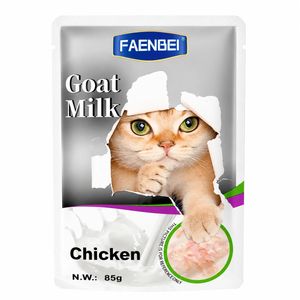پوچ گربه بالغ فنبی مدل goat milk طعم مرغ وزن 85 گرم