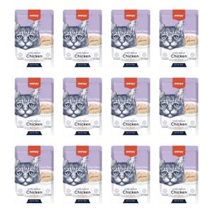 پوچ گربه بالغ ونپی مدل europe series طعم گوشت مرغ و خرچنگ بسته 12 عددی