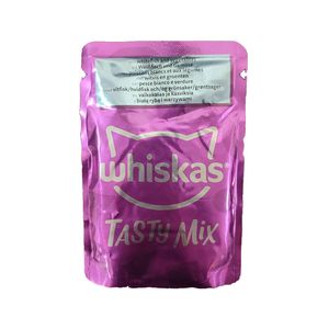 پوچ گربه بالغ ویسکاس مدل catch of the day tasty mix با طعم ماهی سفید و سبزیجات وزن 85 گرم