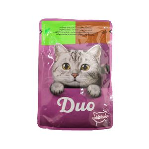 پوچ گربه بالغ ویسکاس مدل duo meaty combos in jelly با طعم بره و اردک وزن 85 گرم