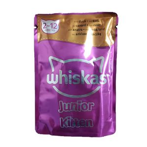 پوچ گربه بالغ ویسکاس مدل pouch junior kitten duck با طعم اردک وزن 85 گرم