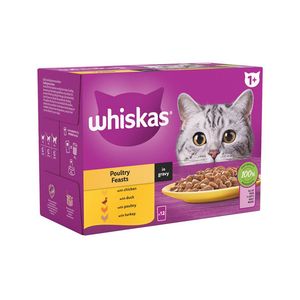 پوچ گربه بالغ ویسکاس مدل poultry feasts in jelly طعم گوشت پرندگان وزن 85 گرم بسته 12 عددی