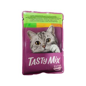 پوچ گربه بالغ ویسکاس مدل tasty mix country collection با طعم بره مرغ و هویج وزن 85 گرم