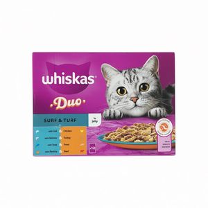 پوچ گربه بالغ ویسکاس مدل ژلی طعم ماهی مرغ وزن 85 گرم بسته 12 عددی