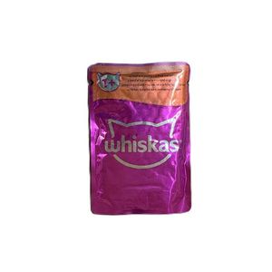پوچ گربه بالغ ویسکاس مدل ژلی طعم مرغ گوشت گاو وزن 85 گرم