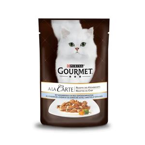 پوچ گربه بالغ گورمت مدل gourmet a la carte طعم ماهی برنج و سبزیجات وزن 85 گرم