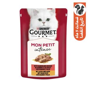 پوچ گربه بالغ گورمت مدل gourmet intense طعم ماهی سالمون و مرغ وزن 50 گرم