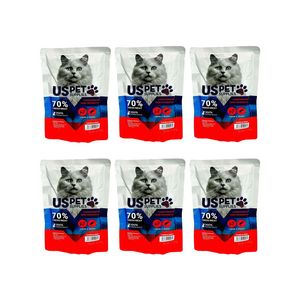 پوچ گربه بالغ یو اس پت مدل fresh meat pack با طعم بره و بلدرچین وزن 100 گرم بسته 6 عددی