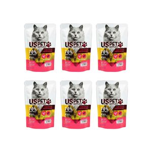 پوچ گربه بالغ یو اس پت مدل fresh meat pack با طعم مرغ و بلدرچین وزن 100 گرم بسته 6 عددی