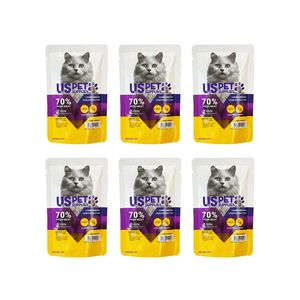 پوچ گربه بالغ یو اس پت مدل fresh meat pack با طعم گوزن و ماهی کاد وزن 100 گرم بسته 6 عددی