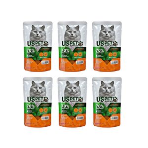 پوچ گربه بالغ یو اس پت مدل fresh meat pack با طعم گوشت گاو بوقلمون وزن 100 گرم بسته 6 عددی