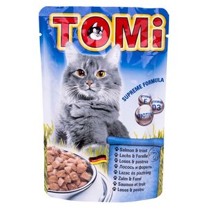 پوچ گربه تامی مدل salmon&trout وزن 100 گرم