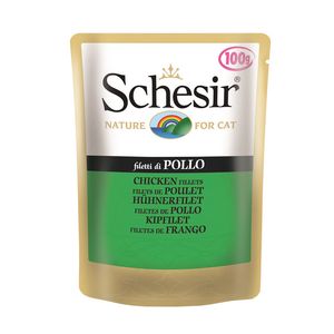 پوچ گربه شسیر مدل pouch chicken fillets 51034 با طعم فیله مرغ وزن 100 گرم