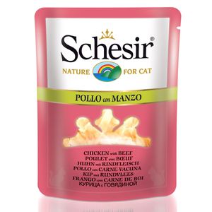پوچ گربه شسیر مدل pouch chicken with beef 15893 با طعم مرغ و بیف وزن 70 گرم