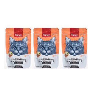 پوچ گربه ونپی مدل مرغ و ماهی کاد 240 گرم بسته 3 عددی