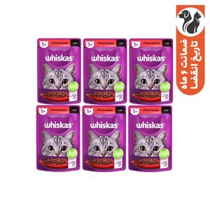 پوچ گربه ویسکاس مدل beef وزن 85 گرم بسته 6 عددی