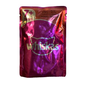 پوچ گربه ویسکاس مدل whiskas with beef وزن 100 گرم