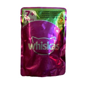 پوچ گربه ویسکاس مدل whiskas with lamb وزن 100 گرم